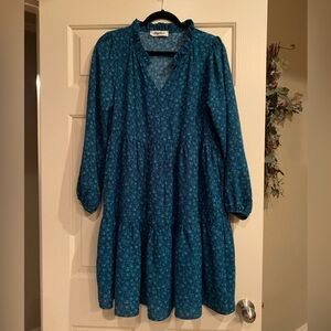 Elegant Blue Floral Dress